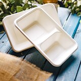 thumbnail of BIOZOYG 50 Stück Menüschalen für Take-Away 1000ml, 2-Kammern, aus biologisch abbaubarem Zuckerrohr - nachhaltige Einwegschalen, To-Go-Schalen