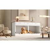 thumbnail of Merax Hundekäfig als Kommode, Möbel-Hundebox für 2 Hunde, mit 3 Schubladen, Klappdeckel & Trennwand, 164x60x81cm, Weiß/Holzoptik