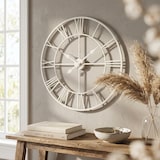 thumbnail of BS COM Orologio da parete in metallo bianco con numeri romani 80 cm Acciaio 5x80x80 cm Bianco