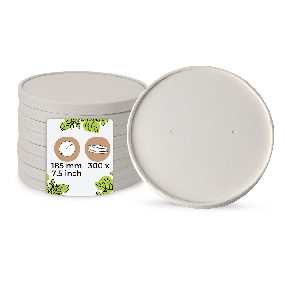 BIOZOYG Pappdeckel Suppenbecher 300 Stück Ø 185 mm Weiß  Suppenterrine mit Deckel Beschichtet Einweg  Kartondeckel Membrandeckel mit Luftlöcher