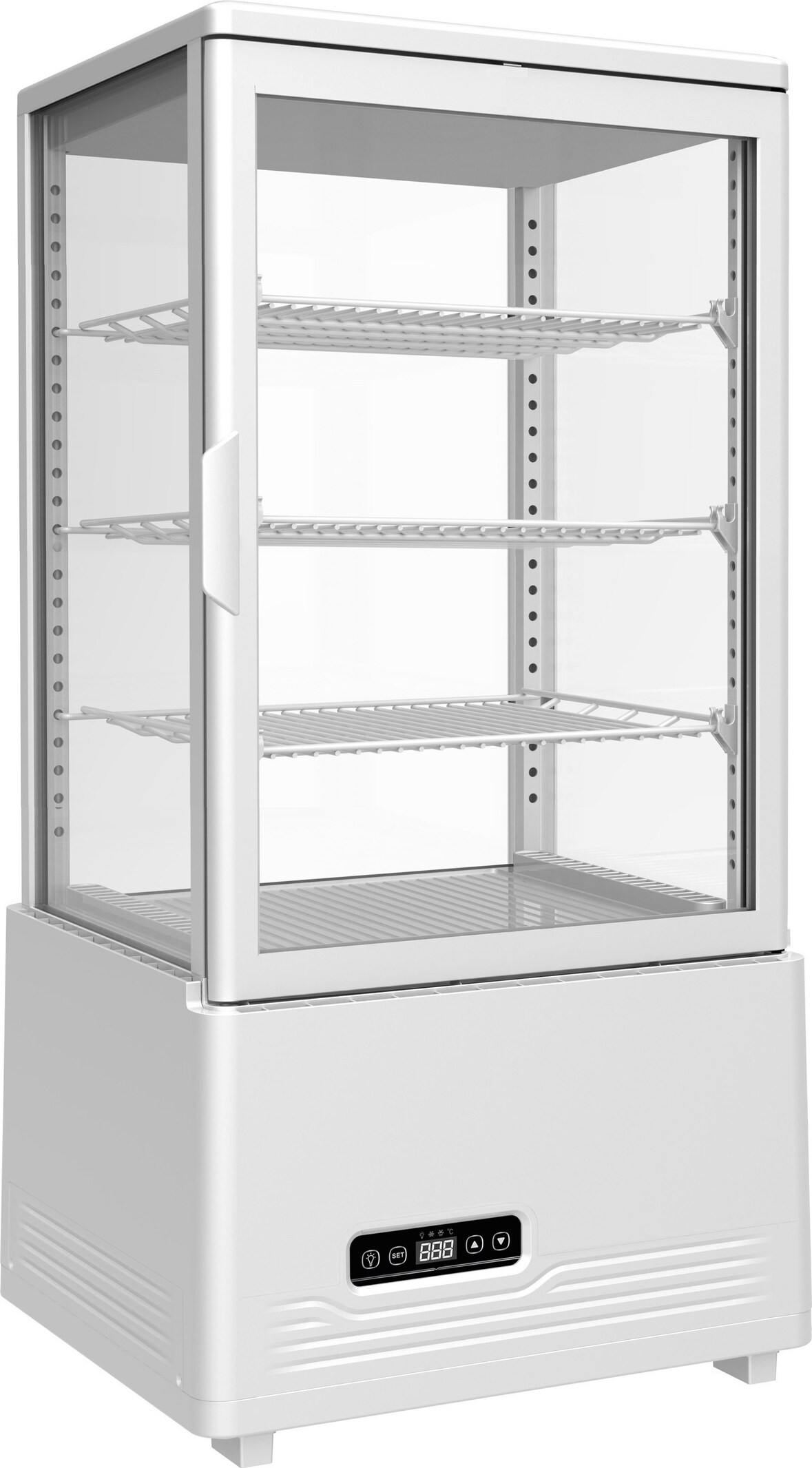 4-seitige Glas-Kühlvitrine für Backwaren weiß 69 lt 0 +12 °C 45,6x41x96,9h cm