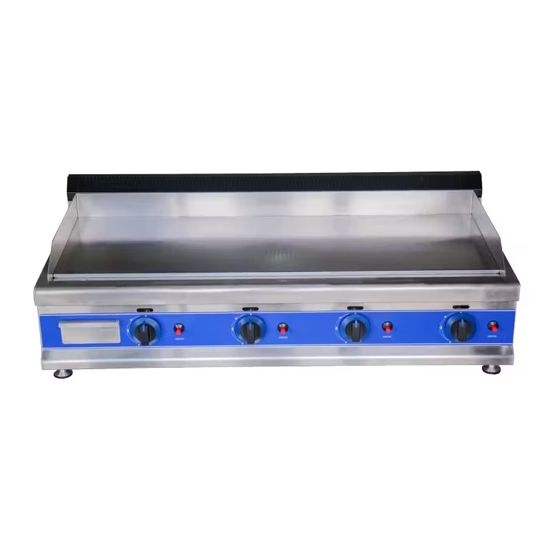 Plancha / Frytop a gas profesional de cromo duro 1150x570x370 mm (4 quemadores, 20 kW)