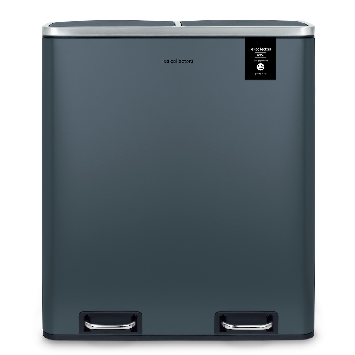 Les Collectors N°906 Pattumiera a pedale da 60 L, 2 scomparti 30 L, Cestini estraibili, Raccolta differenziata, Chiusura silenziosa,Blu-grigio