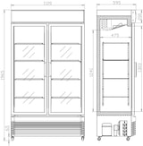 thumbnail of Kühlschrank STERLET auf Rollen | 2x Glasschiebetür + LED & Display | 750 Liter, HxBxT 196,5x112x61cm | +2/+10°C | + CHEFGASTRO Geschirrtuch