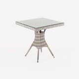 thumbnail of Mesa de terraza cuadrada, Tamaño: 70x70x72 cm, Aluminio y ratán sintético plano color gris, Cristal templado de 5 mm