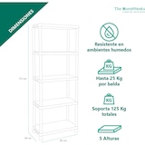 thumbnail of Estantería Almacenaje Resina 5 Baldas 60 * 30 * 173 cm Plástico Polipropileno | Resiste hasta 125kg| Con Fijaciones a Pared | Multiusos The HomeWeeks