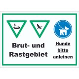 thumbnail of Brut- und Rastgebiet Hund anleinen Schild A3 (297x420mm)