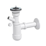 thumbnail of Prevex Preloc Basic Siphon für Waschbecken ø32 mm Anschluss an Waschmaschine Metallsieb Gummistopfen Abflussrohr mit Rosette