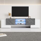 thumbnail of TV-Schrank 180x40x46 mit Bluetooth-LED, Weiß und Grau, für 60-70 Zoll Fernseher, 4 Schränke, MDF, verstellbare Trennwand
