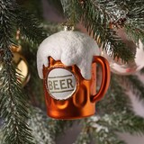 thumbnail of Weihnachtsbaumschmuck BIERGLAS bruchfest H: 10,2cm orange weiß