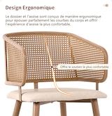thumbnail of Esszimmerstuhl Set 4 Rattan Rückenlehne PU Leder Sitzkissen Beige+Braun 51x47x79 cm rutschfeste Füße Metallbeine Holzoptik