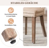 thumbnail of Esszimmerstuhl 2er Set Beige 95x64x54 cm Samt Polsterstuhl mit Retro Zugring und Zierknöpfen, höhenverstellbare Beine aus Massivholz