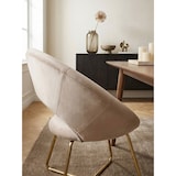 thumbnail of Esszimmerstuhl Samt Beige Küchenstuhl mit goldenen Beinen, Schalenstuhl Stoff / Metall, Design Polsterstuhl, Stuhl Esszimmer