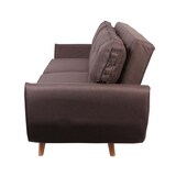 thumbnail of 3er-Sofa HWC-J19, Couch Klappsofa Lounge-Sofa, Schlaffunktion 203cm ~ Stoff/Textil braun