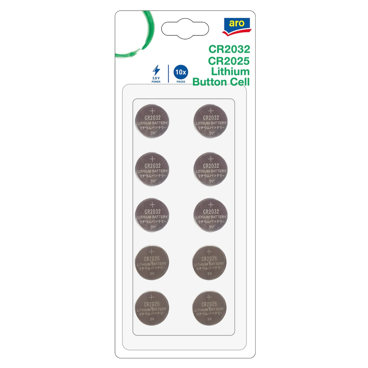 aro Pilas, CR2032 (220 mAh) y CR2025 (150 mAh), 10 uds.