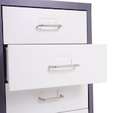 thumbnail of Armario con ruedas Boston T851, armario con cajones armario de acero, 110x28x41cm 8 cajones ~ gris oscuro blanco