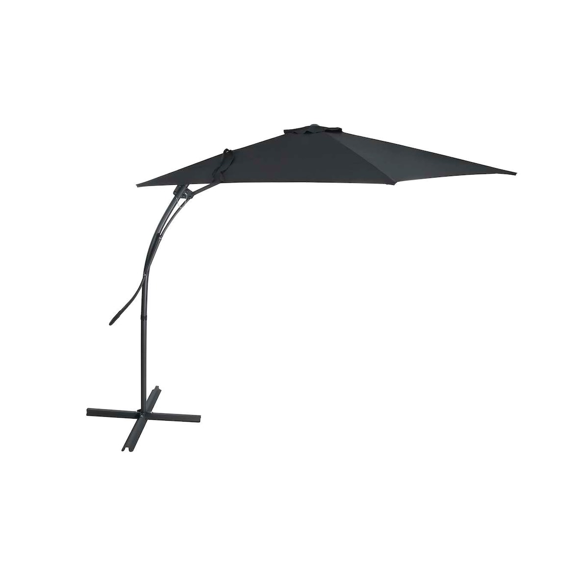 Feel Furniture - Zweefparasol - 3 Meter doorsnede - Stalen frame met polyester parasoldoek - Donkergrijs - 8719743420519