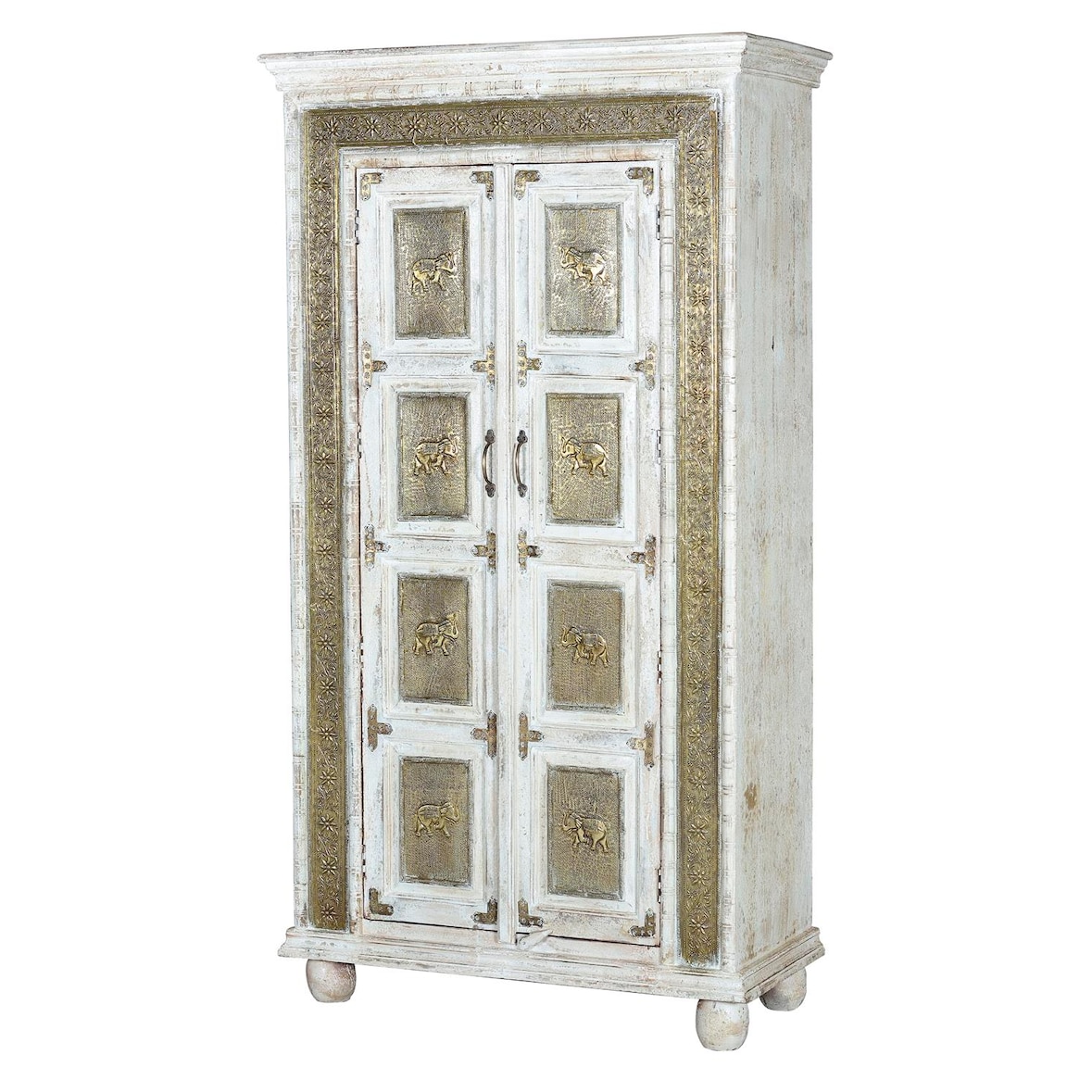 Armario madera mango blanco envejecido crackled