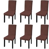 thumbnail of vidaXL Stretch-Stuhlhussen Gerade 6 Stk. Braun