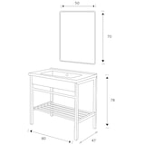 thumbnail of Armário de casa de banho com lavatório em cerâmica e espelho, sifão em aço, armário de chão com prateleira, design moderno - cm 80x47x78h Preto