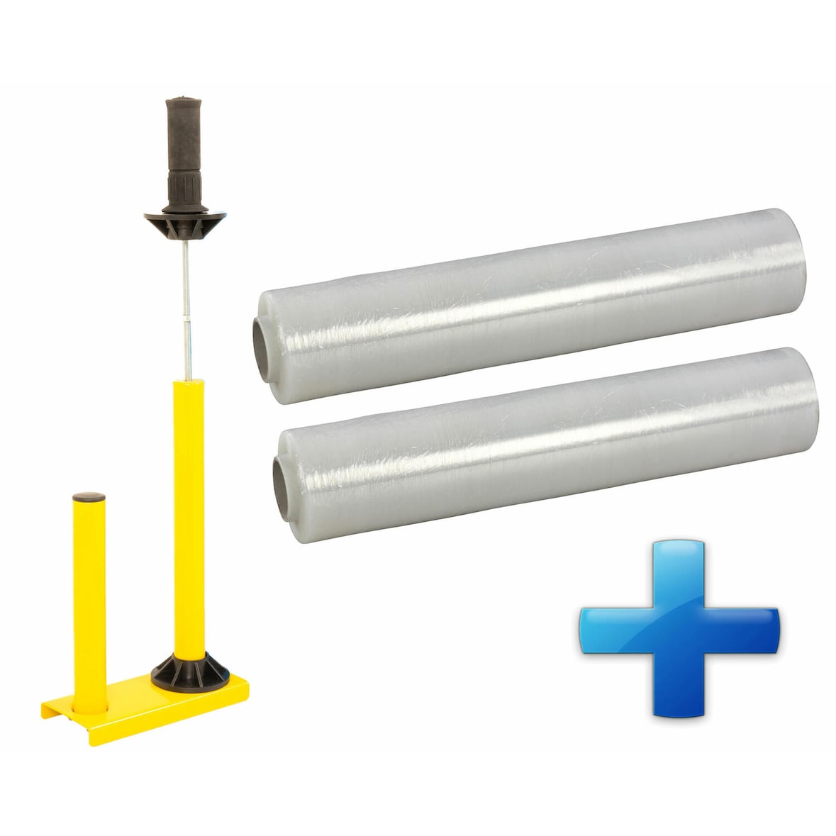 Sparset 2 Rollen Handstretchfolie Handwickelfolie 20my 50cm mit Abroller B'STAR