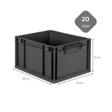 thumbnail of PROREGAL SuperSparSet 8x Eurobox NextGen Grip mit Scharnierdeckel & grünen Verschlüssen, HxBxT 22x30x40cm, 20L, Schwarz, Griffe zu, Eurobehälter