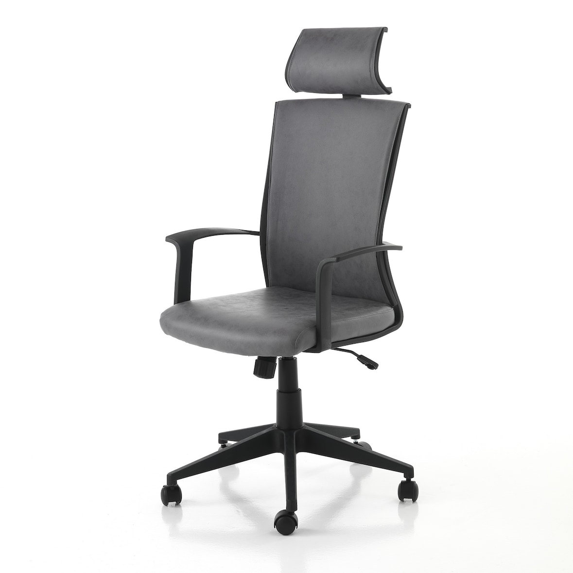 Oreste Luchetta poltrona da ufficio BRACH in pelle sintetica Grigio effetto invecchiato H.121 x L.61 x P.61 cm