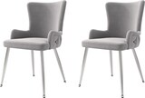 thumbnail of Esszimmerstuhl 85x47x49 cm 2er Set Samt Grau+Silber mit Metallbeinen rutschhemmend, moderne Loungesessel für Esszimmer und Wohnbereich