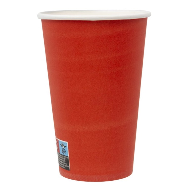 MONOUSO - Vaso Cartón Rojo "Colores" 600ml Ø9,4cm (20 Uds)