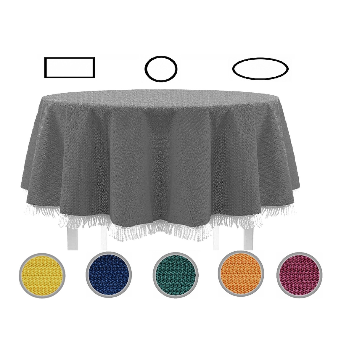 Gartentischdecke mit Fransen Tischdecke rund oval eckig Classic 130 cm rund dunkelgrau