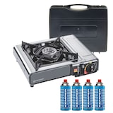thumbnail of Réchaud à gaz portable 2200W INOX + 4 cartouches de gaz + Malette de transport Cuisson Extérieure Camping Van Trek KEMPER