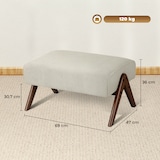 thumbnail of HOMCOM reposapiés de salón taburete bajo tapizado en pana otomana rectangular con asiento acolchado y patas de madera para sala de estar dormitorio