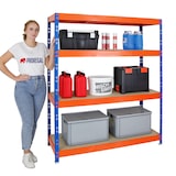 thumbnail of PROREGAL Étagère charge lourde RHINO, HxLxP 180x160x60cm, 500kg par niveau, Tablette 8mm, Bleu/Orange, Étagère de garage, étagère de rangement