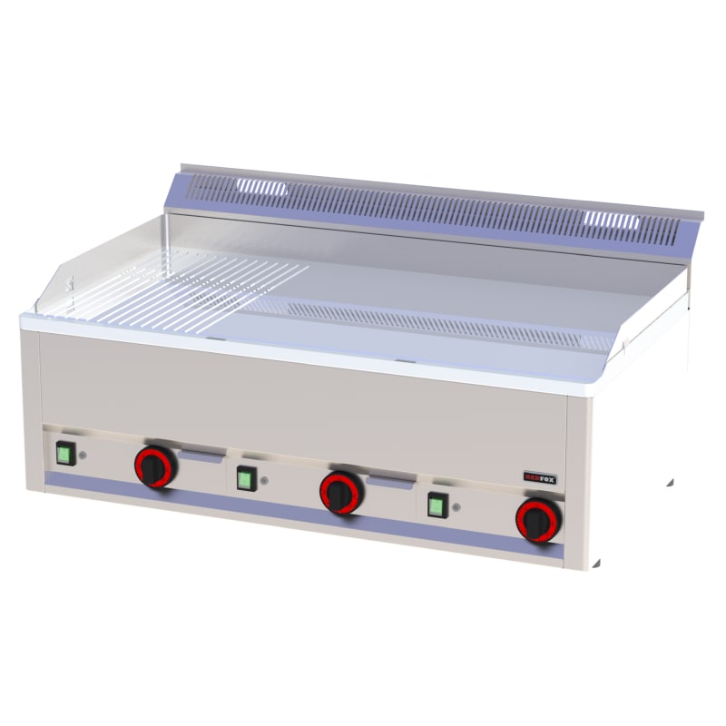 Elektro-Grillplatte 3 Heizzonen Grillfläche glatt/gerillt Auftischgerät