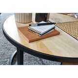 thumbnail of Design Wohnzimmertisch 2er Set Mango / Rattan Beistelltisch Rund, Couchtisch Wiener Geflecht, Tischset 2-teilig mit Metallbeine, Satztisch Holz /