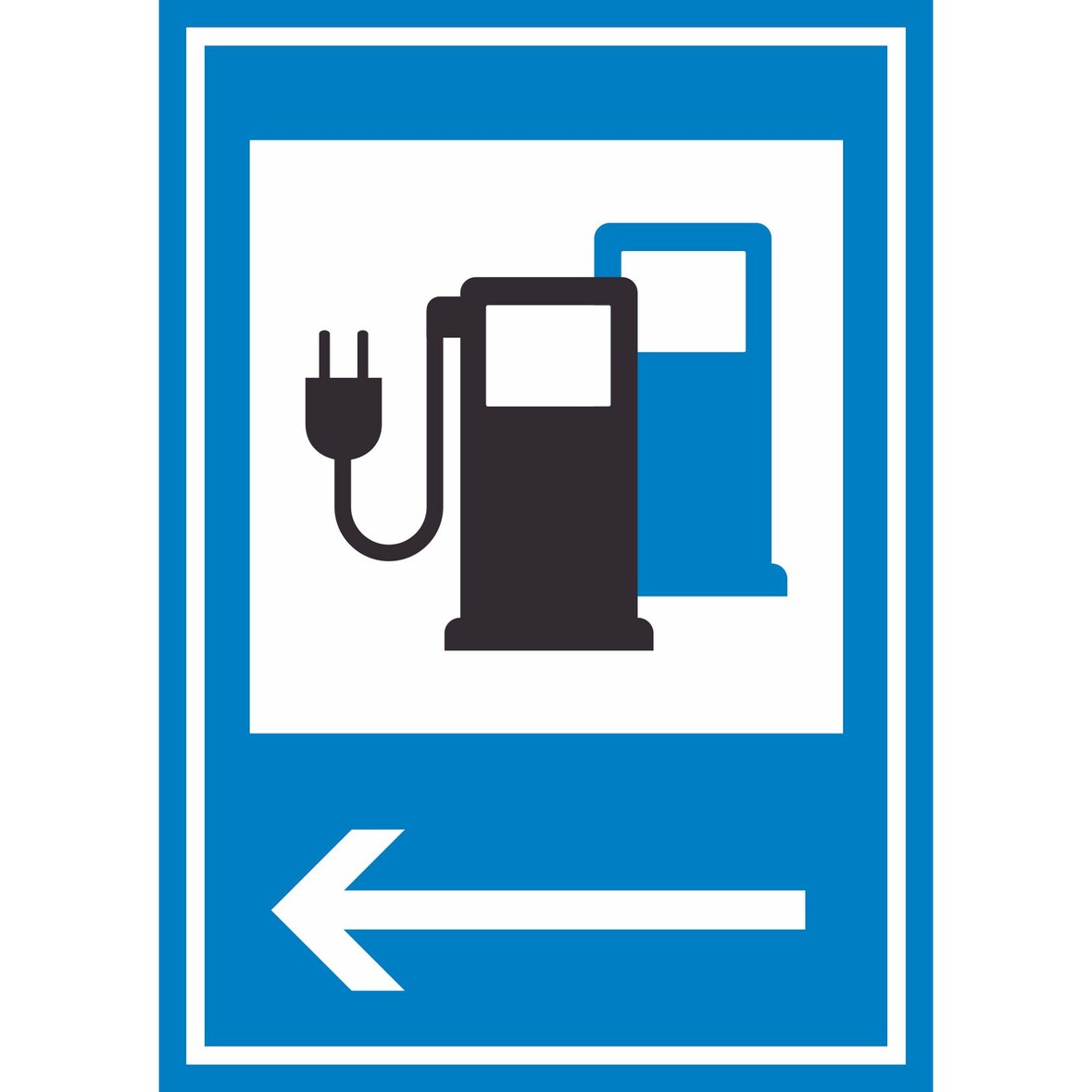 Stromtankstelle 365-65 Pfeil links Symbol A4 (210x297mm) Schild