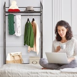 thumbnail of Relaxdays Kleiderständer Metall, Garderobenständer mit Schuh- & Hutablage, offener Kleiderschrank, 161x78x36 cm, schwarz