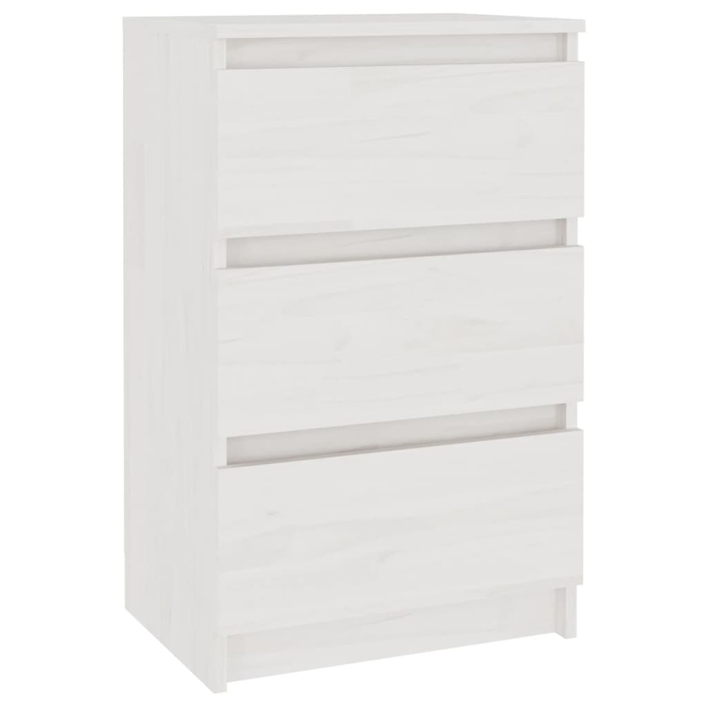 Table de chevet Blanc 40x29,5x64 cm Bois de pin solide