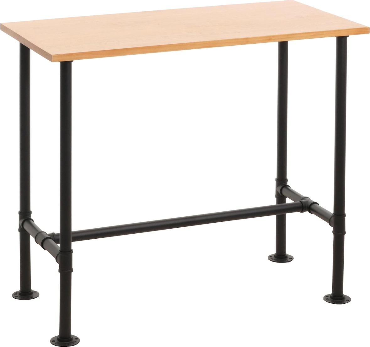 Décoshop26 - Bistro-Thekentisch mit Fußstütze Metallgestell Sitzfläche aus Kiefernholz 108 x 120 x 61 cm 04_0008518