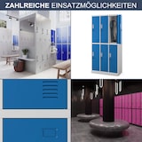 thumbnail of Umkleideschrank Spind TOKIO - 6 Abteile, Etikettenhalter Lüftungsschlitze | Umkleidespind Schließfachschrank Garderobenspind, 185x90x45cm Grau-Blau