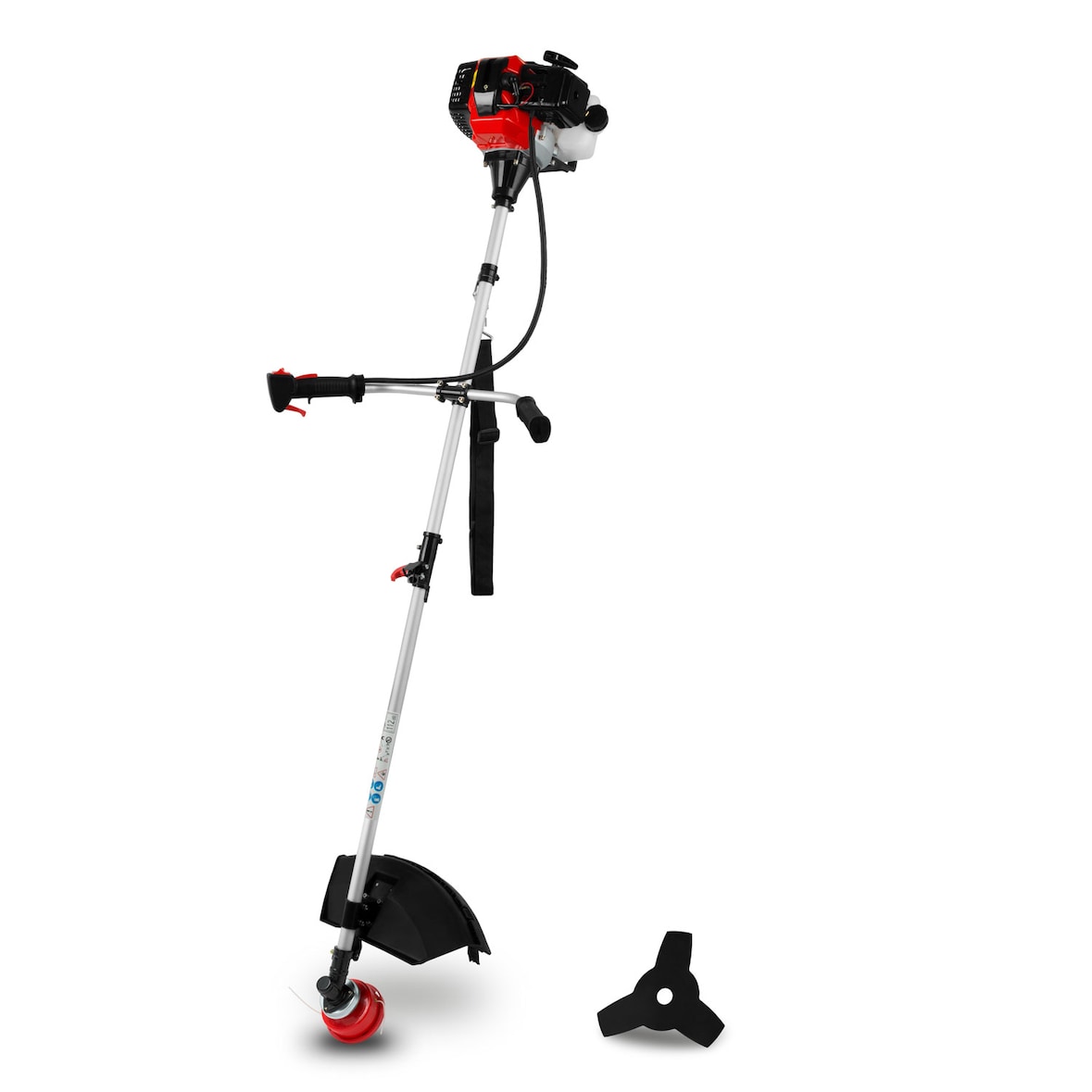 EBERTH desbrozadora 2en1 gasolina, 3CV, 52cc, 2 tiempos, arnés, avance automático, cuchilla, arranque con cuerda