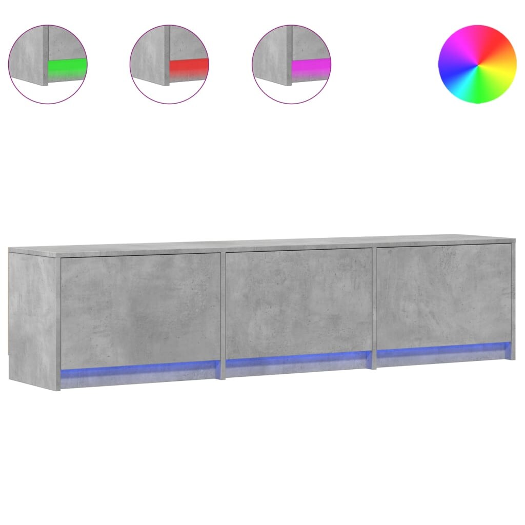 vidaXL TV-Schrank mit LED-Beleuchtung Betongrau 165x34x40 cm