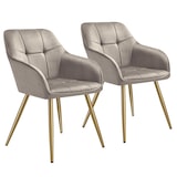 thumbnail of tectake Eetkamerstoel Marilyn, fluweellook, gecapitonneerd - taupe/goud, Set van 2 - 405788