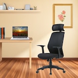 thumbnail of Dmora Sedia da ufficio Brisbane, Poltrona presidenziale con braccioli e poggiatesta, Sedia ergonomica da ufficio, 63x62h117/126 cm, Nero