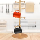 thumbnail of Relaxdays Brezelständer Bambus, 8 Stangen, H x D: 50 x 19,5 cm, großer Brezelbaum, Tassenhalter, Wurstständer, natur