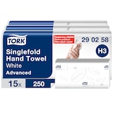 thumbnail of Tork weiche Zickzack Papierhandtücher weiß H3, Advanced Falthandtücher für Papierhandtuchspender, 2-lagig, 15 x 250 Tücher