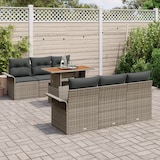 thumbnail of vidaXL 7-teiliges Gartensofa-Set mit Kissen in Grau aus Poly Rattan und Akazie
