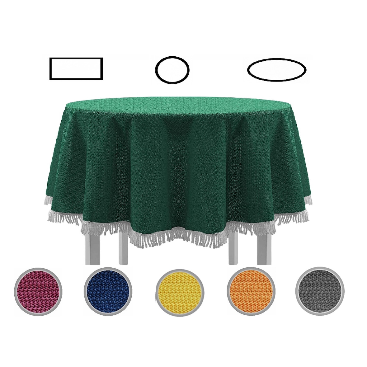 Gartentischdecke mit Fransen Tischdecke rund oval eckig Classic 130 cm rund grün