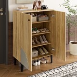 thumbnail of Moderner Holz Schuhschrank 60x32x94 cm mit Türen – Platzsparender Schuh-Organizer in Natur für Flur, Wohnzimmer & kleine Räume