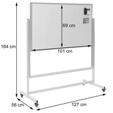 thumbnail of Whiteboard HWC-L87, Magnettafel, zwei Tafeln beidseitig beschreibbar höhenverstellbar rollbar inkl. Zubehör 101x69cm